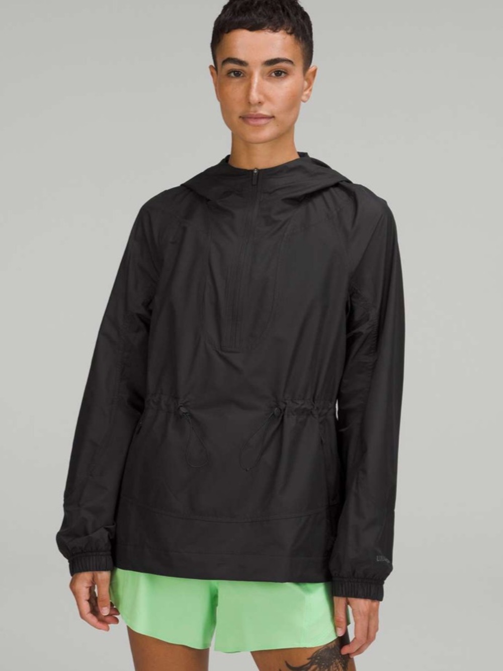 Lululemon Cinch Waist Half Zip Running Anorak Jacket Black Sz 8